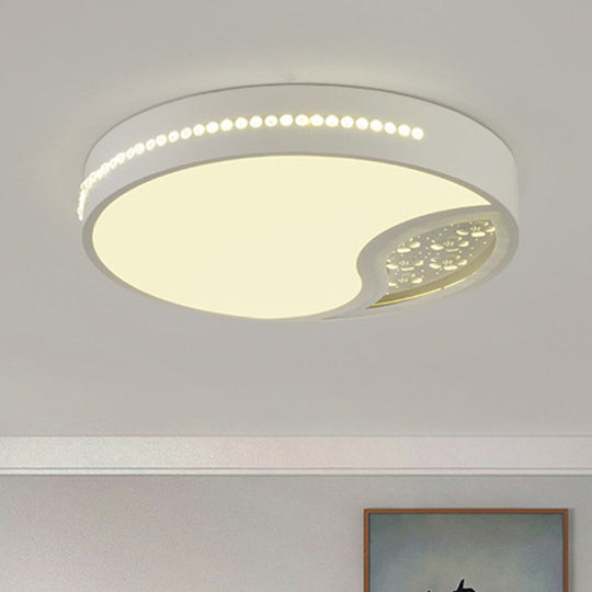 Minimalist Gray Drum Acrylic LED Ceiling Light for Bedroom - Flush Mount, 19.5"/31" Wide
