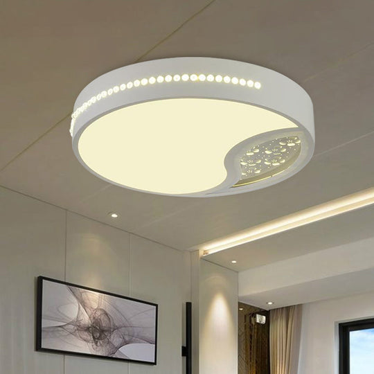 Minimalist Gray Drum Acrylic LED Ceiling Light for Bedroom - Flush Mount, 19.5"/31" Wide
