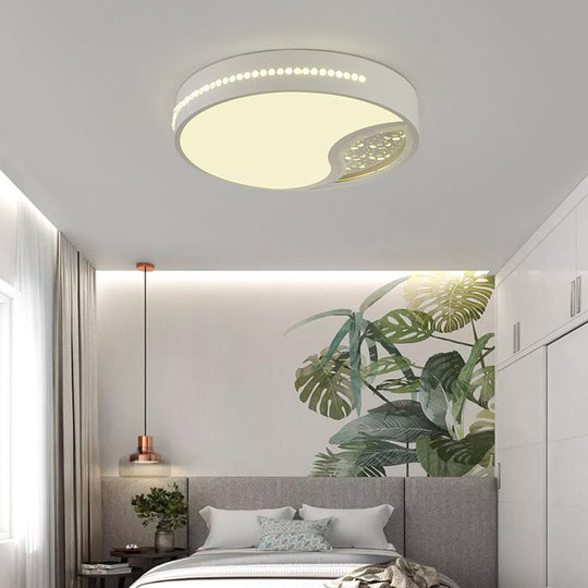 Minimalist Gray Drum Acrylic LED Ceiling Light for Bedroom - Flush Mount, 19.5"/31" Wide