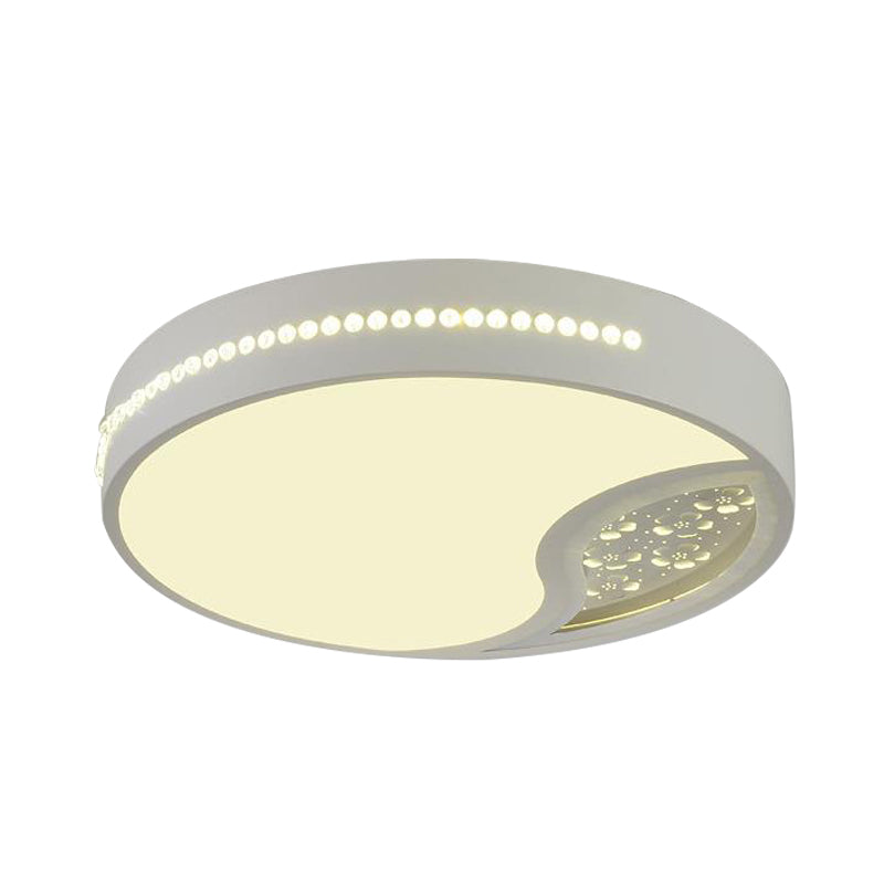 Minimalist Gray Drum Acrylic Led Ceiling Light For Bedroom - Flush Mount 19.5/31 Wide