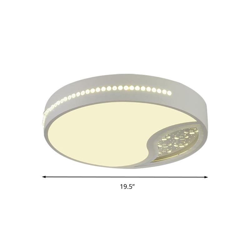 Minimalist Gray Drum Acrylic LED Ceiling Light for Bedroom - Flush Mount, 19.5"/31" Wide