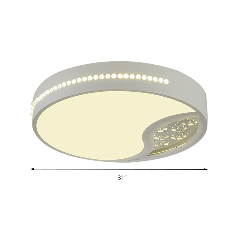 Minimalist Gray Drum Acrylic LED Ceiling Light for Bedroom - Flush Mount, 19.5"/31" Wide
