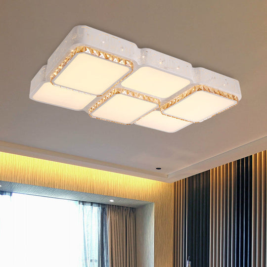 Modern K9 Crystal LED Ceiling Light - Flush Mount, Acrylic Shade, Remote Control Dimming - 21.5"/37.5" Wide