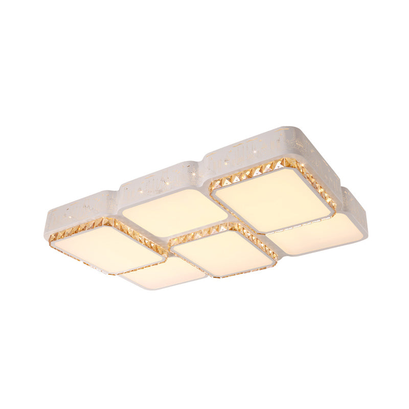 Modern K9 Crystal LED Ceiling Light - Flush Mount, Acrylic Shade, Remote Control Dimming - 21.5"/37.5" Wide
