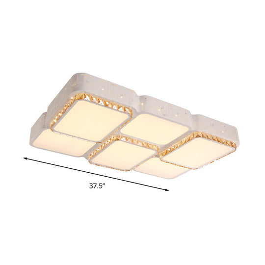 Modern K9 Crystal LED Ceiling Light - Flush Mount, Acrylic Shade, Remote Control Dimming - 21.5"/37.5" Wide