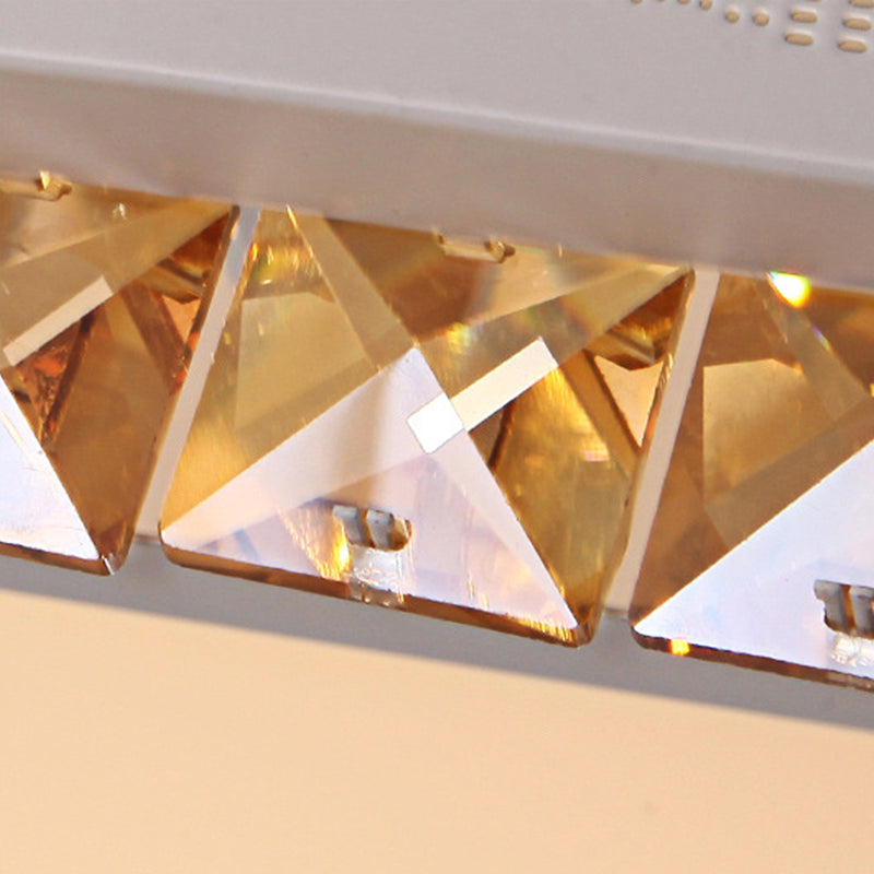 Modern K9 Crystal LED Ceiling Light - Flush Mount, Acrylic Shade, Remote Control Dimming - 21.5"/37.5" Wide