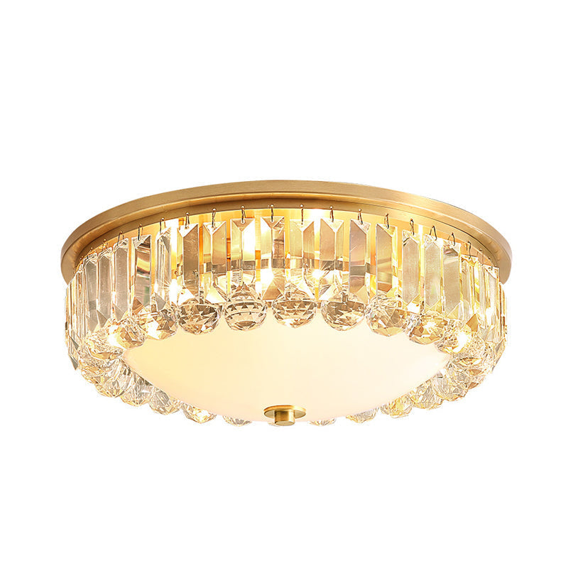 LED Modern Crystal Flush Mount Ceiling Light in Gold, Ideal for Bedroom