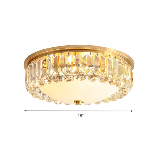 LED Modern Crystal Flush Mount Ceiling Light in Gold, Ideal for Bedroom