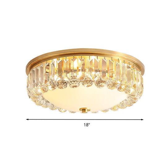Led Modern Crystal Flush Mount Ceiling Light In Gold Ideal For Bedroom