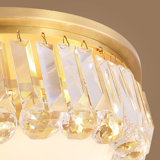 Led Modern Crystal Flush Mount Ceiling Light In Gold Ideal For Bedroom