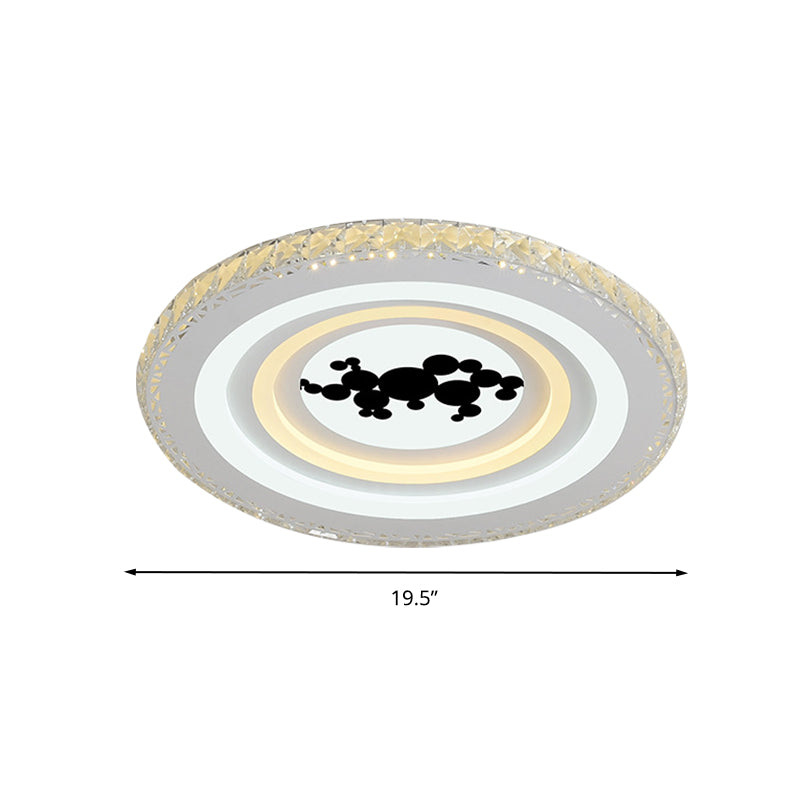 Modern Crystal LED Ceiling Light for Dining Rooms - Round Design, Flush Mount, White Finish