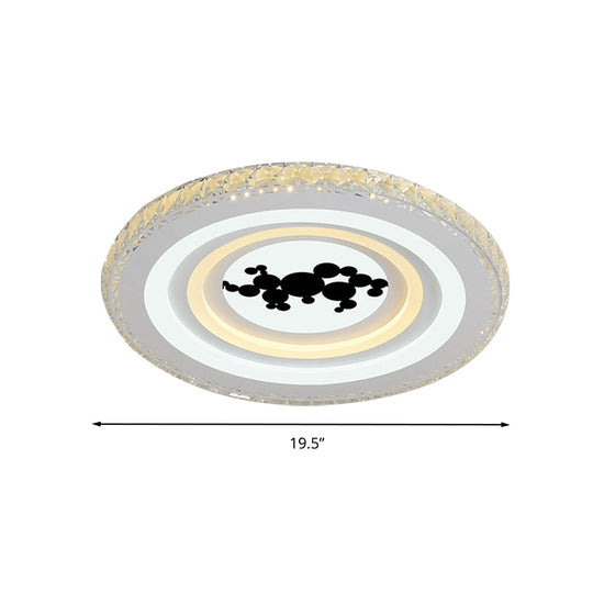 Modern Crystal LED Ceiling Light for Dining Rooms - Round Design, Flush Mount, White Finish