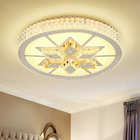 Simple White LED Crystal Flush Mount Lamp - Star/Flower Design | Close to Ceiling Light Fixture for Bedroom