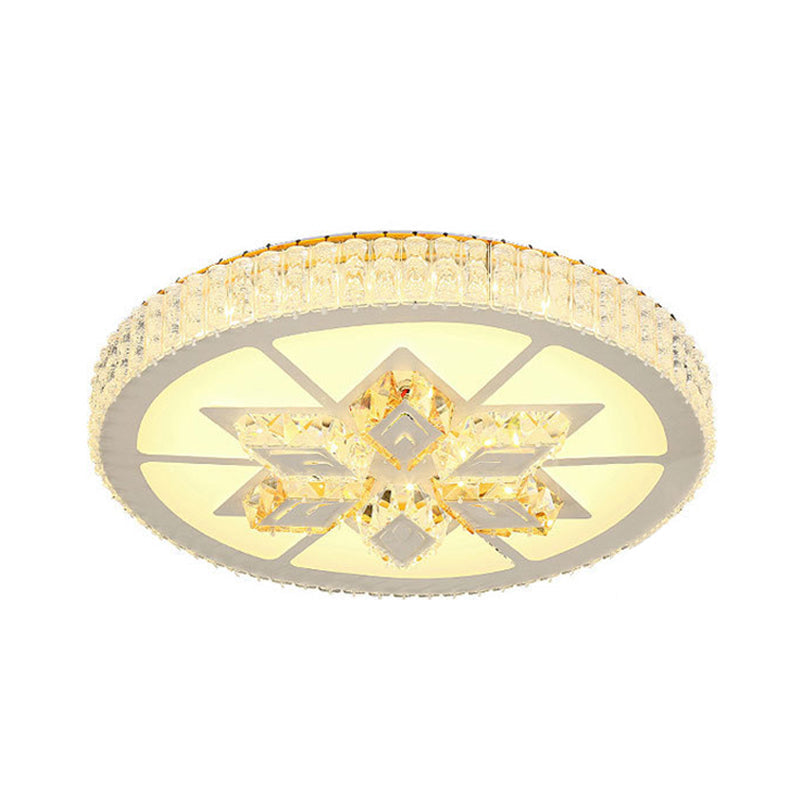 Simple White LED Crystal Flush Mount Lamp - Star/Flower Design | Close to Ceiling Light Fixture for Bedroom