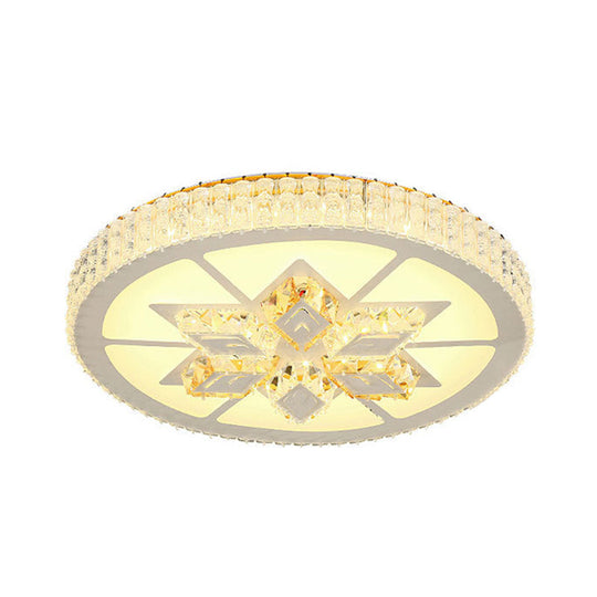 Simple White LED Crystal Flush Mount Lamp - Star/Flower Design | Close to Ceiling Light Fixture for Bedroom