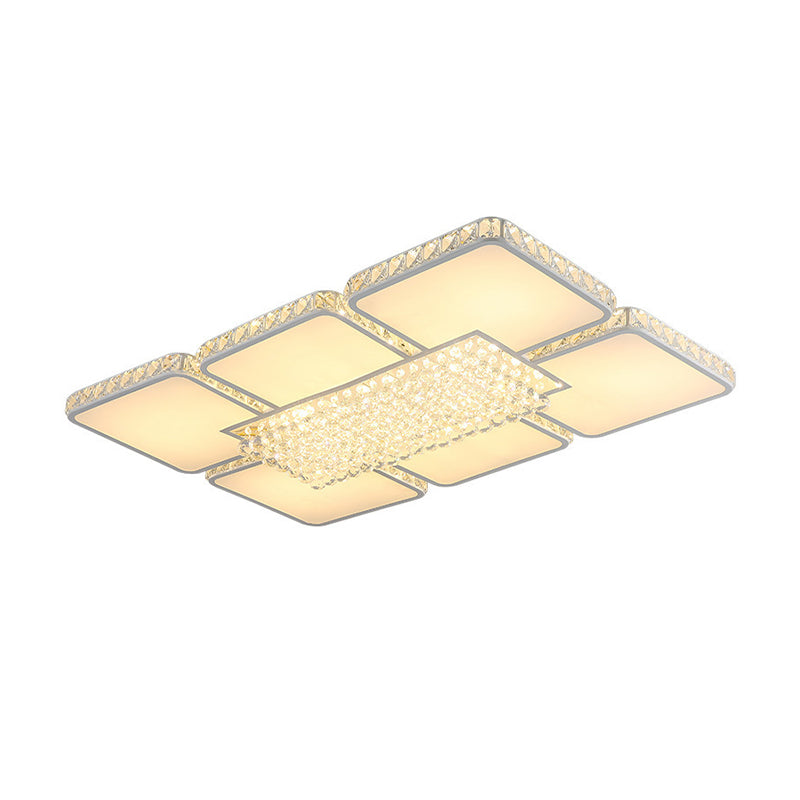 Contemporary Square LED Crystal Ceiling Light - White or Warm Light - Perfect for Living Rooms