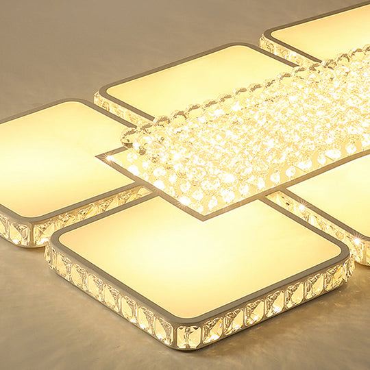 Contemporary Square LED Crystal Ceiling Light - White or Warm Light - Perfect for Living Rooms