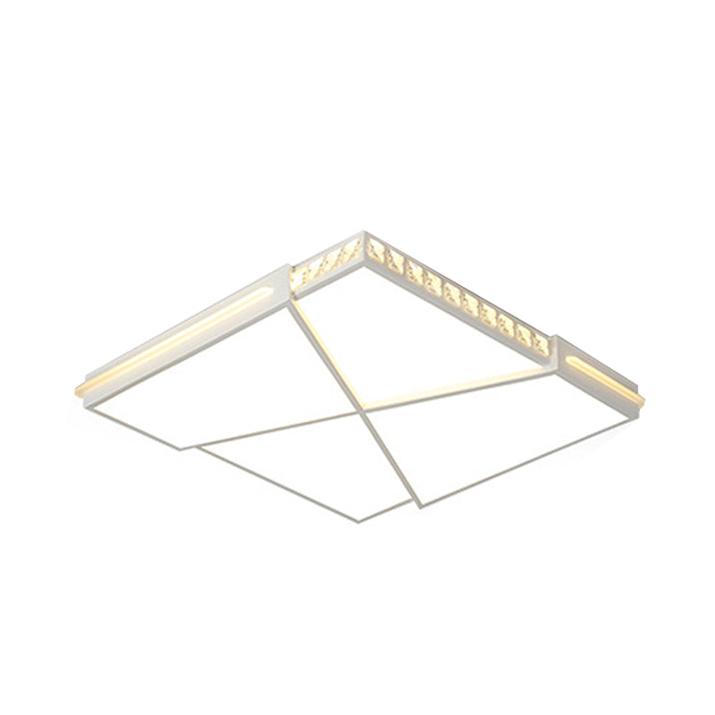 Modern K9 Crystal LED Flush Mount Ceiling Light with Remote Control Dimming, White Light - Available in Rectangle/Square, 16.5"/20.5"/35.5" Wide