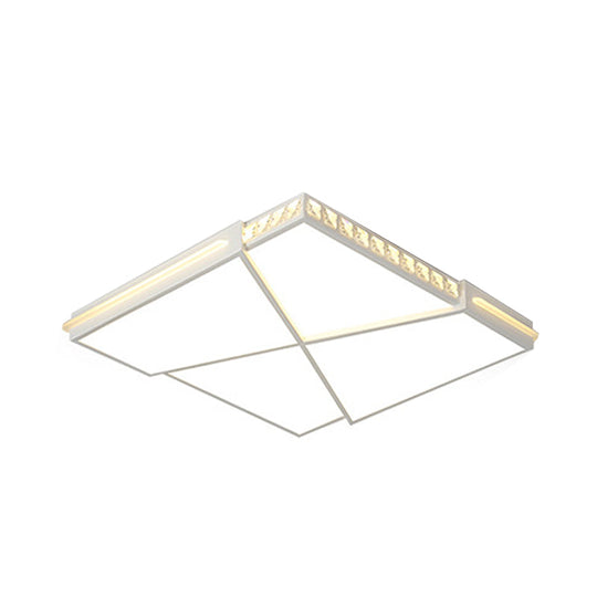Modern K9 Crystal LED Flush Mount Ceiling Light with Remote Control Dimming, White Light - Available in Rectangle/Square, 16.5"/20.5"/35.5" Wide