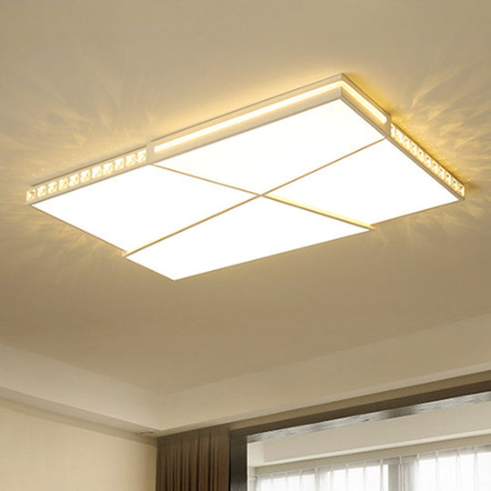 Modern K9 Crystal LED Flush Mount Ceiling Light with Remote Control Dimming, White Light - Available in Rectangle/Square, 16.5"/20.5"/35.5" Wide