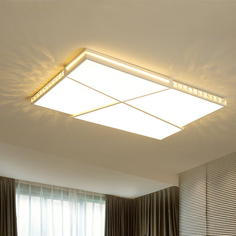 Modern K9 Crystal LED Flush Mount Ceiling Light with Remote Control Dimming, White Light - Available in Rectangle/Square, 16.5"/20.5"/35.5" Wide