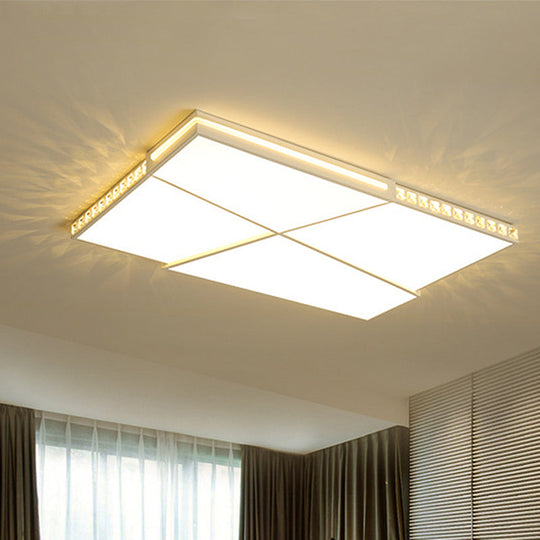 Modern K9 Crystal LED Flush Mount Ceiling Light with Remote Control Dimming, White Light - Available in Rectangle/Square, 16.5"/20.5"/35.5" Wide