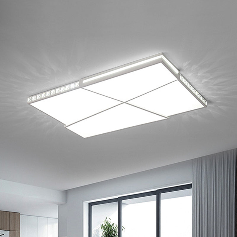 Modern K9 Crystal LED Flush Mount Ceiling Light with Remote Control Dimming, White Light - Available in Rectangle/Square, 16.5"/20.5"/35.5" Wide