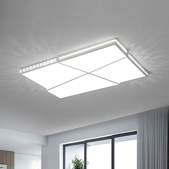 Modern K9 Crystal LED Flush Mount Ceiling Light with Remote Control Dimming, White Light - Available in Rectangle/Square, 16.5"/20.5"/35.5" Wide