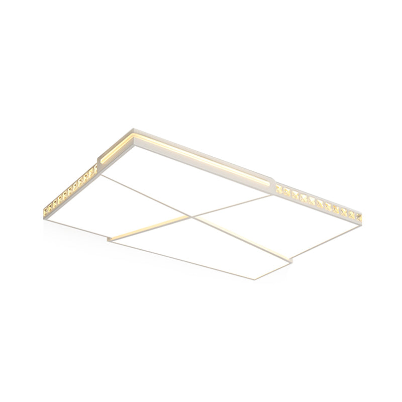 Modern K9 Crystal LED Flush Mount Ceiling Light with Remote Control Dimming, White Light - Available in Rectangle/Square, 16.5"/20.5"/35.5" Wide
