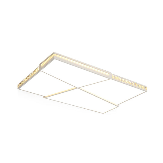 Modern K9 Crystal LED Flush Mount Ceiling Light with Remote Control Dimming, White Light - Available in Rectangle/Square, 16.5"/20.5"/35.5" Wide