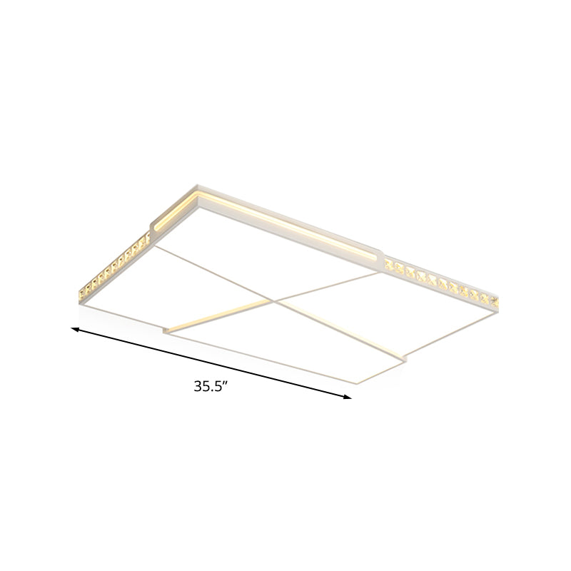 Modern K9 Crystal LED Flush Mount Ceiling Light with Remote Control Dimming, White Light - Available in Rectangle/Square, 16.5"/20.5"/35.5" Wide