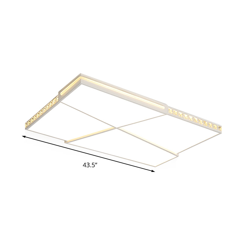 Modern K9 Crystal LED Flush Mount Ceiling Light with Remote Control Dimming, White Light - Available in Rectangle/Square, 16.5"/20.5"/35.5" Wide