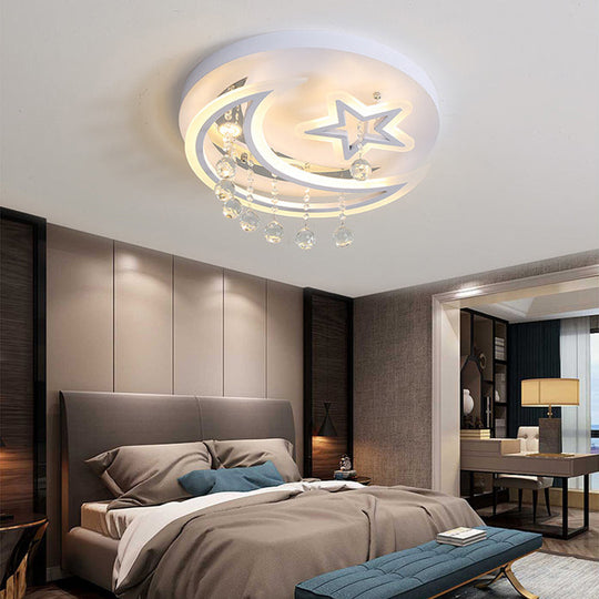 Modern Starry LED Ceiling Light in Warm/White for Bedroom- 16"/19.5" Diameter
