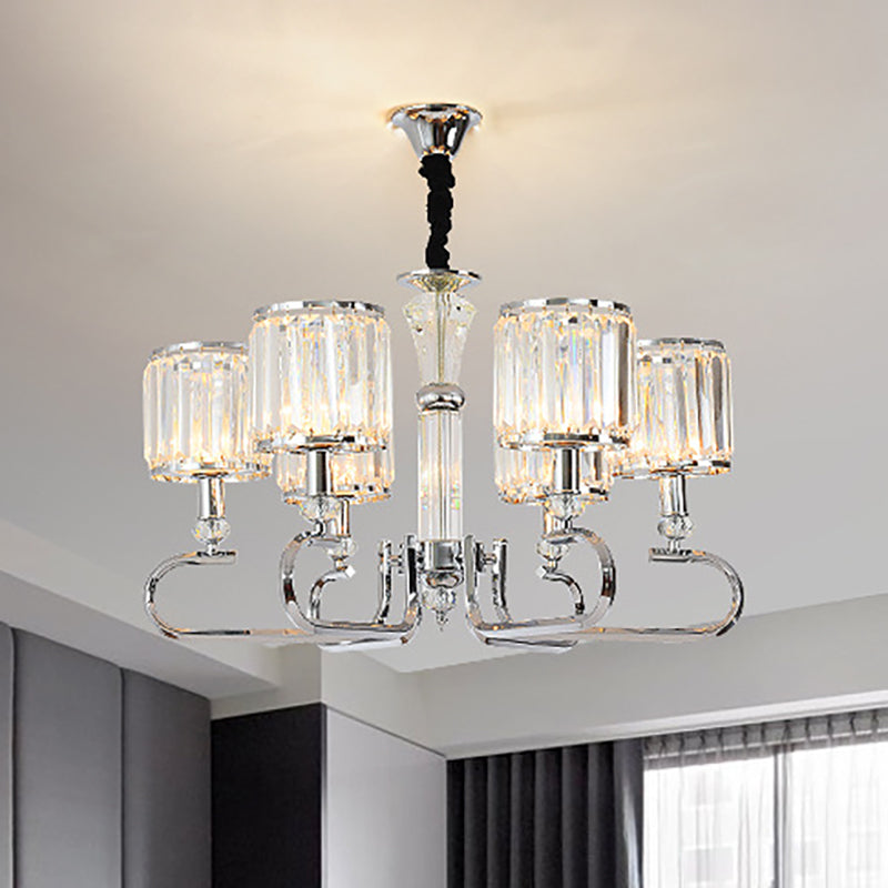 Contemporary Crystal Hanging Ceiling Light - Chrome Chandelier, 3/6 Light Options