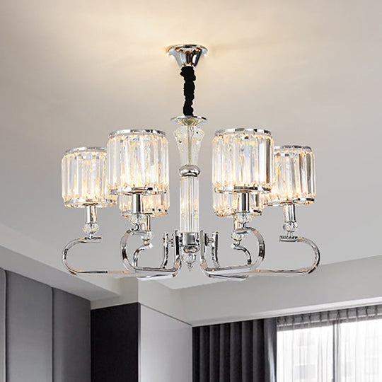 Contemporary Crystal Hanging Ceiling Light - Chrome Chandelier, 3/6 Light Options