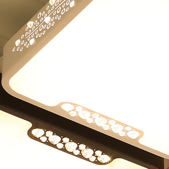 Modern Black and White Ceiling Light Fixture with Acrylic Shade - Choose Warm, White or 3 Color Light - 4/6 Lights for Living Room Flush Mount