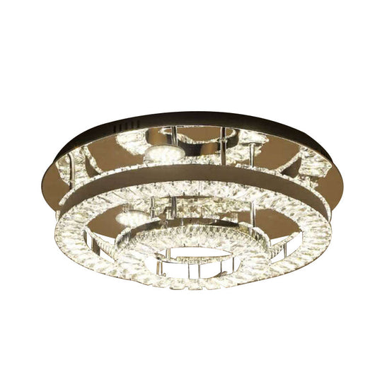 Modern Chrome Crystal Flush Mount LED Ring Light Fixture for Bedroom - 21.5"/31.5" Wide