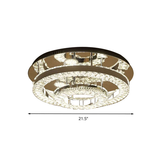 Modern Chrome Crystal Flush Mount LED Ring Light Fixture for Bedroom - 21.5"/31.5" Wide