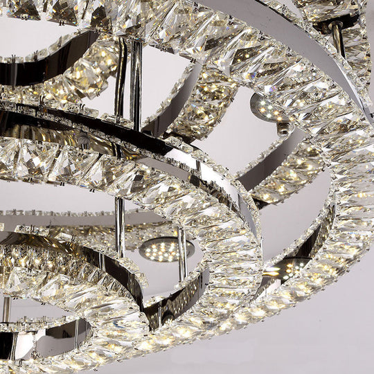 Modern Chrome Crystal Flush Mount LED Ring Light Fixture for Bedroom - 21.5"/31.5" Wide