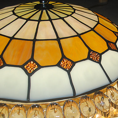 Vintage Stained Glass Round Flushmount Light with 1 Bulb - 16" or 19.5" Width