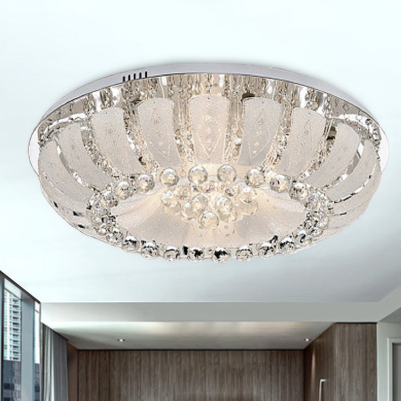Modern Dome Crystal Ball Flush Light - 19.5"/23.5" Wide LED Ceiling Lamp