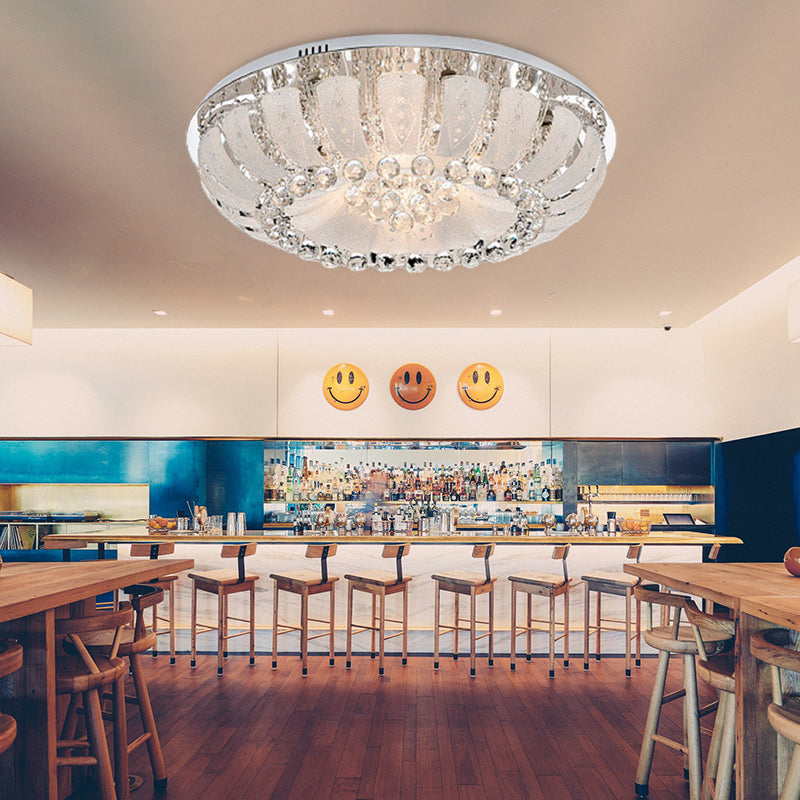 Modern Dome Crystal Ball Flush Light - 19.5"/23.5" Wide LED Ceiling Lamp