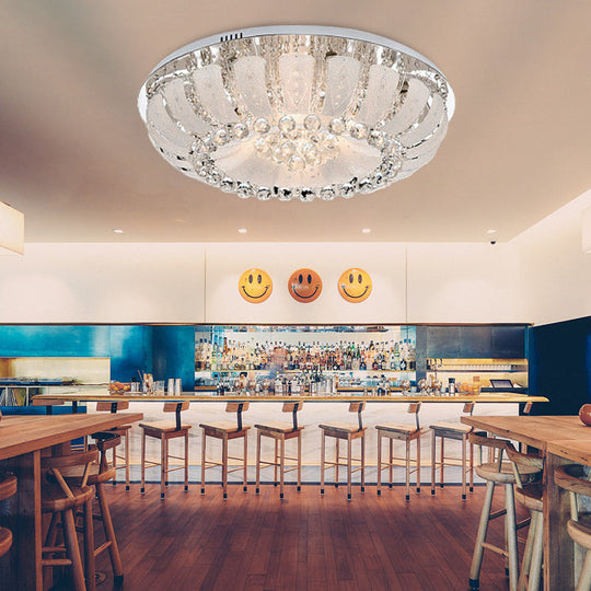 Modern Dome Crystal Ball Flush Light - 19.5"/23.5" Wide LED Ceiling Lamp