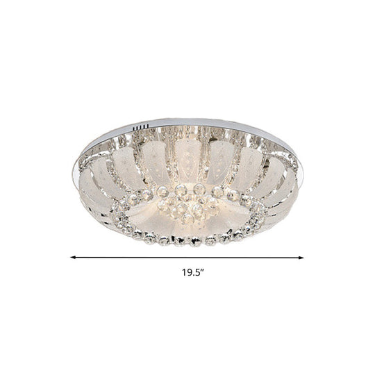Modern Dome Crystal Ball Flush Light - 19.5"/23.5" Wide LED Ceiling Lamp