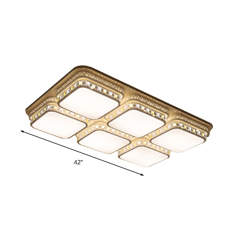 Minimalist Crystal Block LED Ceiling Light - Rectangular Flush Mount in Warm/White/3 Color Light