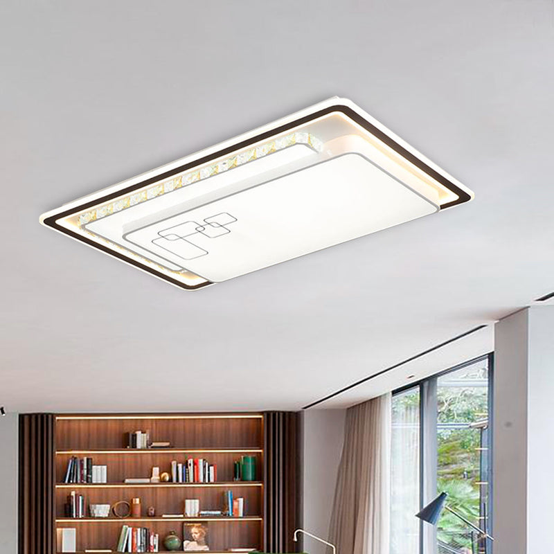 Modern Rectangle LED Ceiling Light with Acrylic and K9 Crystal