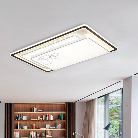 Modern Rectangle LED Ceiling Light with Acrylic and K9 Crystal
