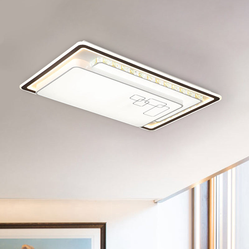 Modern Rectangle LED Ceiling Light with Acrylic and K9 Crystal