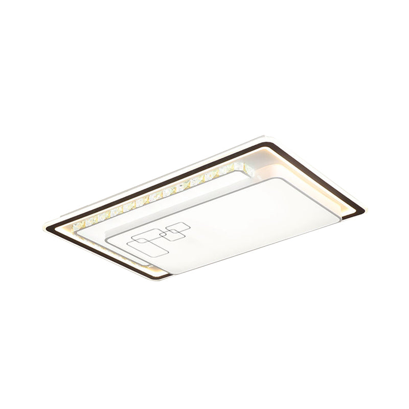 Modern Rectangle LED Ceiling Light with Acrylic and K9 Crystal