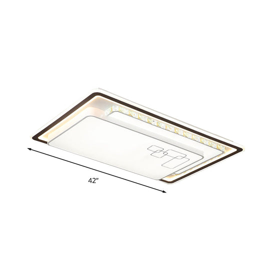 Modern Rectangle LED Ceiling Light with Acrylic and K9 Crystal